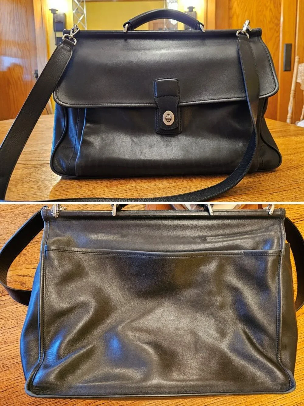 Coach Barclay Black Leather Briefcase Laptop Bag F06456 Vintage